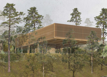 Acoustic Stone Pavilion Enhances Forest Bathing Experience