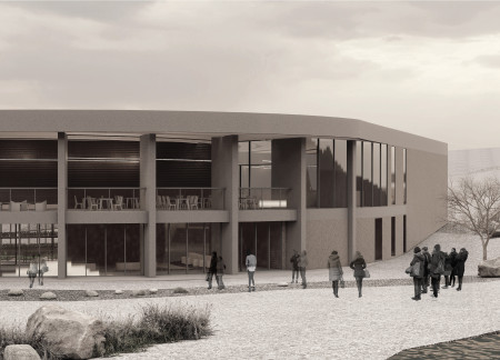 Vertical Farming Greenhouse with Concrete Walls and Natural Light