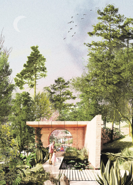 Cork Insulation and Dynamic Canopies in a Tranquil Wellness Pavilion