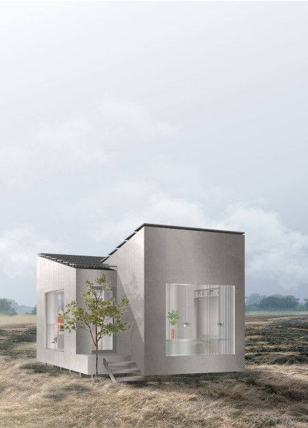 Screw Foundations and Aluminum Facade in Self-Sufficient Compact Living