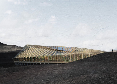 Twisted Design with Green Roof and Photovoltaic Panels in Iceland