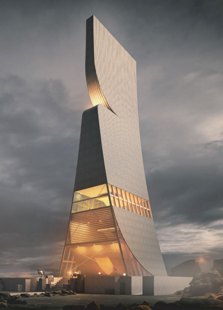 Viking-Inspired Tower Using Engineered Wood and Corrugated Steel