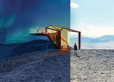 Tuff and Steel Lookout Point Embracing Volcanic Landscape