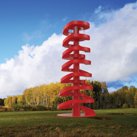 Red Spiral Observation Tower with Multi-Level Terraces