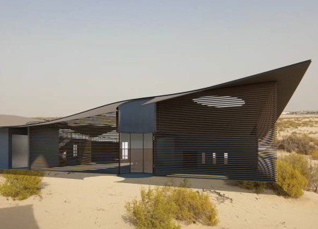 Curved Bamboo Structure Embracing Natural Light in a Desert Ecosystem