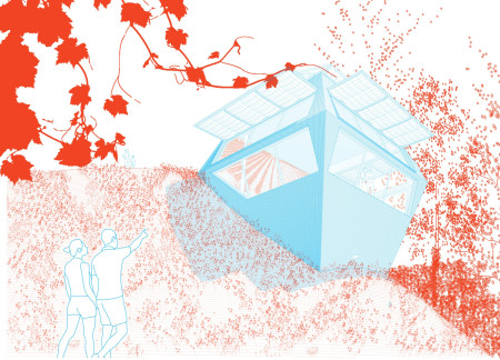 Embedded Concrete Structure Offering Panoramic Vineyard Views