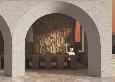 Textured Cast Aluminum Walls Enhancing Vineyard Experience