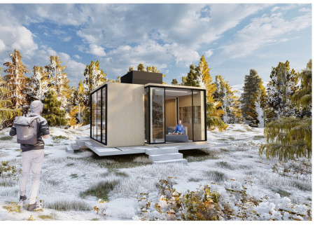 Modular Living with Plywood and Black Metallic Accents