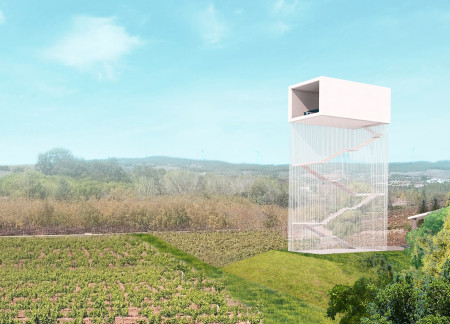 Vertical Metal Structure Offering Intimate Vineyard Experiences