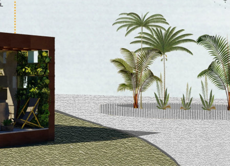 Honeycomb Cardboard Housing Integrated with Vertical Gardens for Sustainable Living