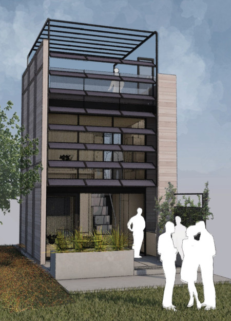 Cross-Laminated Timber Panels Enabling Compact Living Solutions with Charred Wood Aesthetics