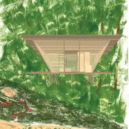 Bamboo Retreat Elevated on Stilts Emphasizing Cross Ventilation