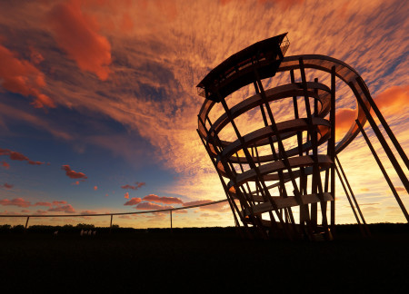 Tilted Columns and Metal Grates Framing Observations of Nature