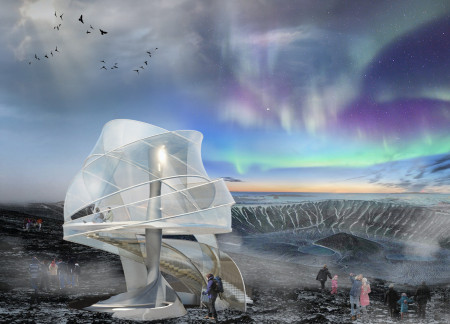 Clouded Glass Form Offering Panoramic Views in Icelandic Weather