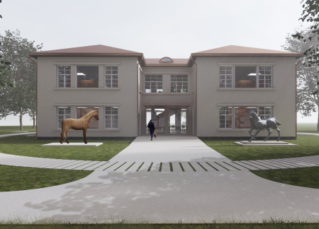 Plaster Ceilings and Vintage Wallpaper Enhance Community Space for Equestrian Culture