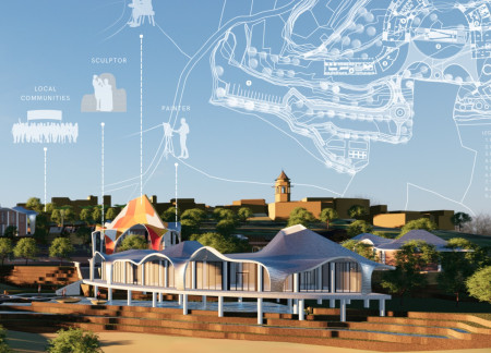 Elevated Community Spaces Enriched by Local Brick and Natural Materials