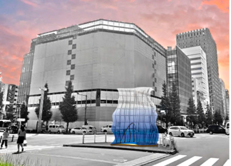 Bamboo Curves and Indigo Hues in a Small Meditation Cabin