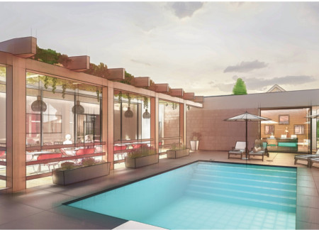 Illuminated Fountain and Natural Stone Create Harmony in Wine Resort Design