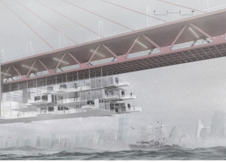 Suspended Microhomes with Integrated Bokashi Compost Systems Beneath Urban Infrastructure