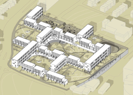 Elevated Community Housing with Integrated Rainwater Canals