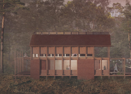 Thermal Buffering with Brick and Wood in a Nature-Focused Meditation Space