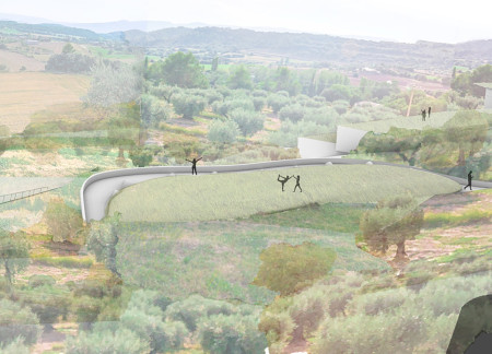 Rammed Earth Retreat with Corten Steel Framing and Artistic Spaces