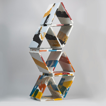 Hexagonal Plywood Structure Featuring Vibrant Coloration for Multifunctional Storage