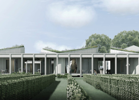 Platonised Spruce and Intensive Planting in a Sustainable Guesthouse Design