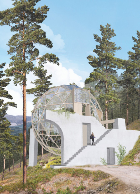 Lattice-Shell Structure Integrating Concrete and Nature for Mindful Retreats