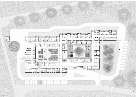 Ecumenical Space with Cuboidal Form and Serene Gardens for Palliative Care