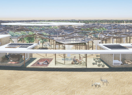 Water Harvesting Lodge with Solar Roof and Wooden Frame