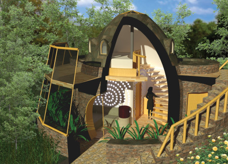 Bamboo-Framed Living with Earthbag Walls and Recycled Copper Detailing