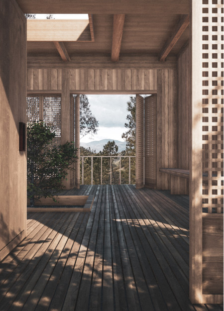 Charred Wooden Shingles and Cross-Laminated Timber Create Distinct Community Space