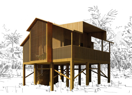 Bamboo Cladding and Natural Ventilation in a Small Retreat