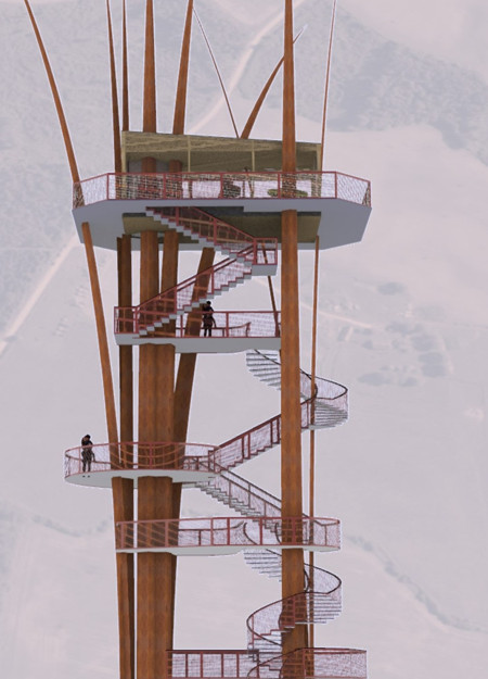 Elevated Cabin of Weathering Steel Embracing Local Greenery