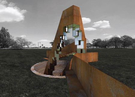 Corten Steel Fragmentation Enhancing Reflective Spaces in Memorial Design