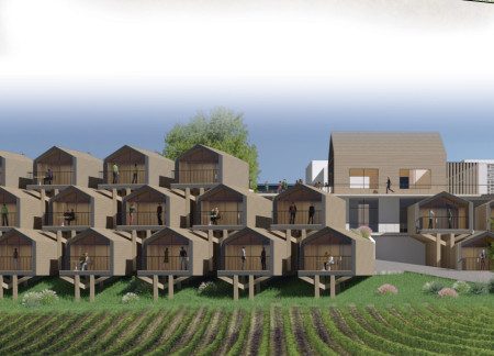 Balconies and Wood Form a Treehouse Experience in Vineyard Hospitality