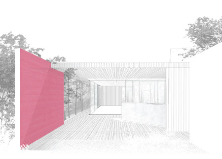 Pink Walls and Elevated Yoga Spaces Surrounded by Nature