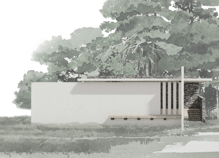 Basalt Walls and Kauri Elements Shaping a Tranquil Meditation Space