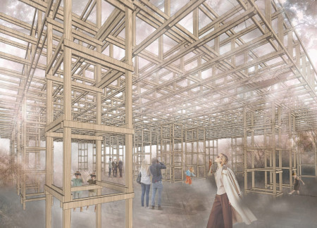 Dancing Shadows in Wood-Paneled Spaces for Community Interaction