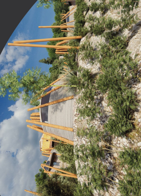 Earthbag Retreat Harmonizing with Natural Landscape Through Courtyard Design