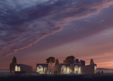 Water Reservoir and Wooden Decking Integrating Community Space in Umbria Valley