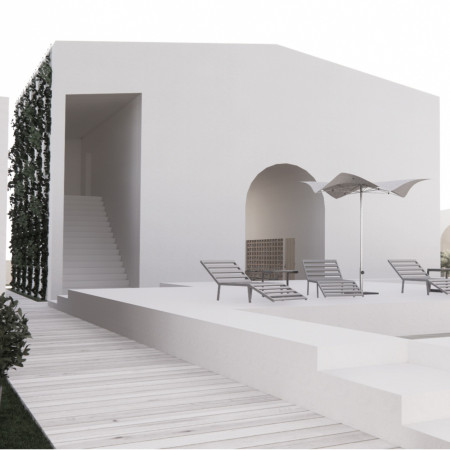 Recessed Entrances and Plastered Facades in a Wine-Inspired Retreat