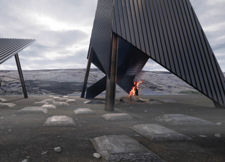 Protruding Cones and Corrugated Metal in a Natural Landscape