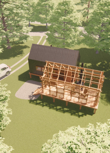 Enclosed and Exposed Cabins Featuring Local Materials for Eco-Tourism Retreat