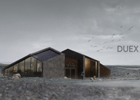 Geometric Segments of Concrete and Wood Embracing Icelandic Landscapes