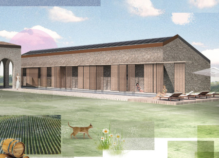 Rainwater Harvesting Retreat with Local Stone Facades