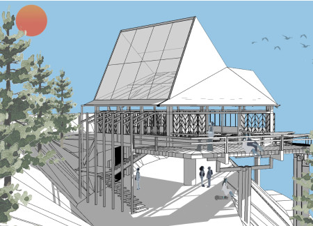 Earth Berm Structure with Pancha Bhuta Elements for Mindfulness Retreat