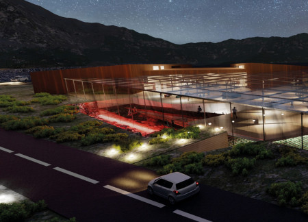 Geothermal Heating and Corten Steel Framing in a Panoramic Cultural Space