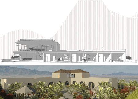 Central Pool and Portico Create Outdoor Connection in Vineyard Retreat